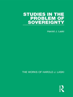 cover image of Studies in the Problem of Sovereignty (Works of Harold J. Laski)